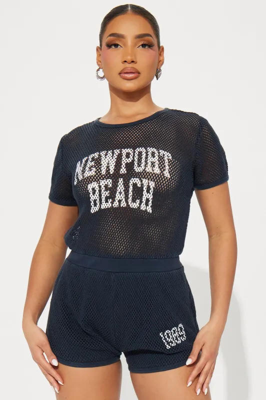 Newport Beach Romper - Navy sold by Fashion Nova