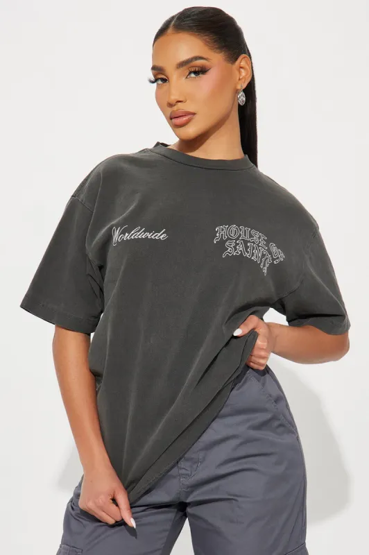 House Of Saints Vintage Wash Tee - Black Wash sold by Fashion Nova