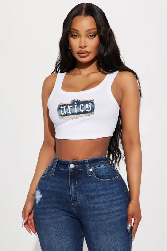 Aries Energy Denim Patch Tank Top - White sold by Fashion Nova