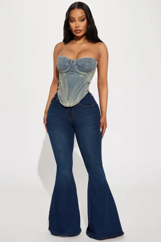 Jenn Booty Lifting Stretch Flare Jeans - Dark Wash sold by Fashion Nova