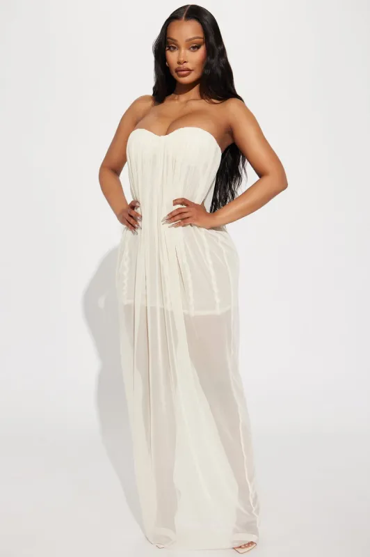 Take Notes Mesh Maxi Dress - Ivory sold by Fashion Nova