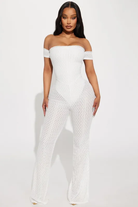 One Way Street Lace Jumpsuit - Ivory sold by Fashion Nova