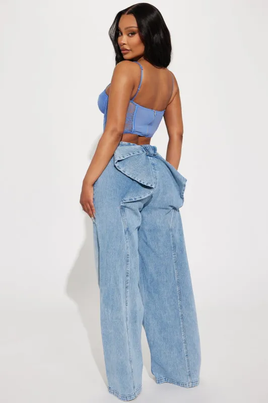 Brianca Bow Wide Leg Jeans - Light Wash sold by Fashion Nova