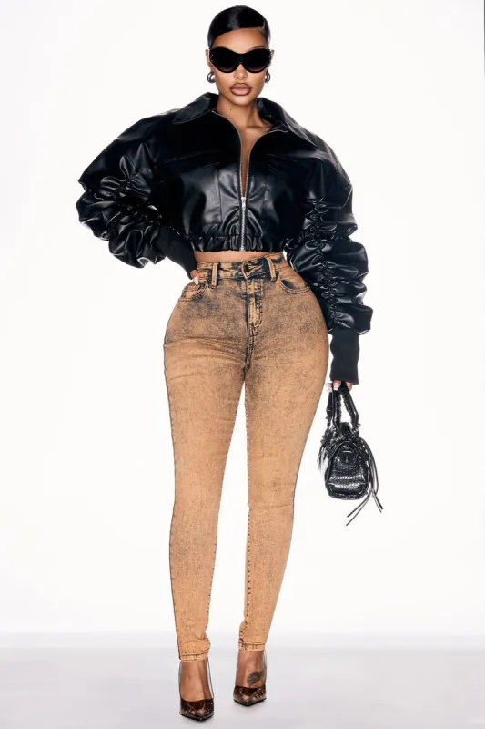 It's Giving High Stretch Curvy Skinny Jeans - Orange sold by Fashion Nova