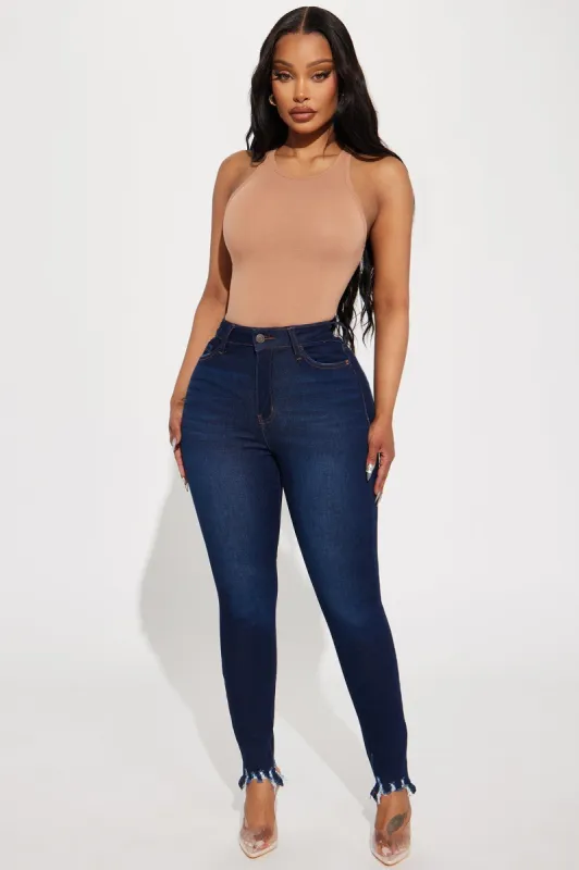 Can't Bring Me Down Stretch Skinny Jeans - Dark Wash sold by Fashion Nova