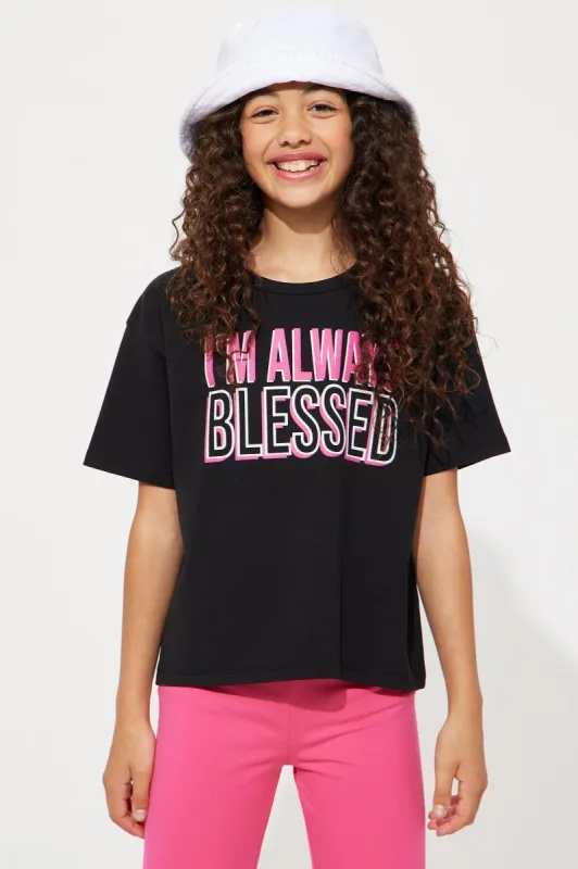Mini Always Blessed Short Sleeve Tee - Black sold by Fashion Nova