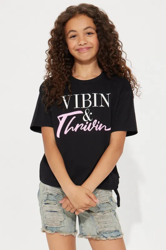 Mini Vibin & Thrivin Short Sleeve Tee - Black sold by Fashion Nova