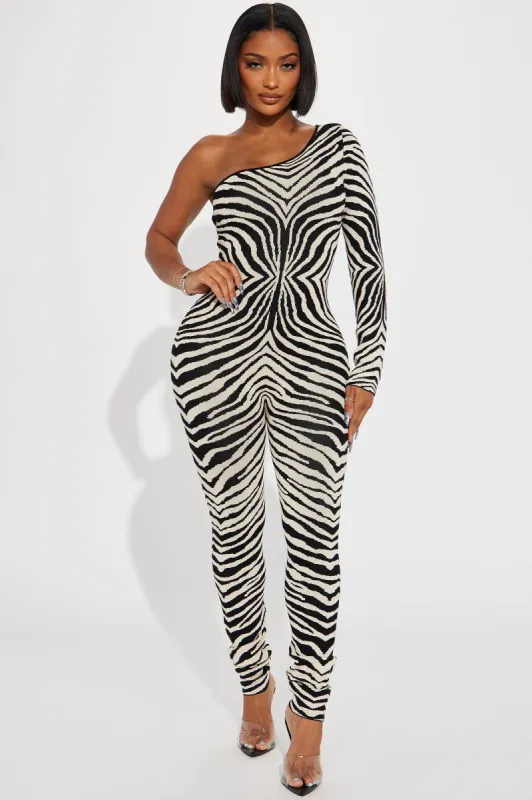 Spice It Up Sweater Jumpsuit - Black/White sold by Fashion Nova