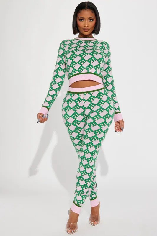 Maribella Sweater Legging Set - Pink/combo sold by Fashion Nova