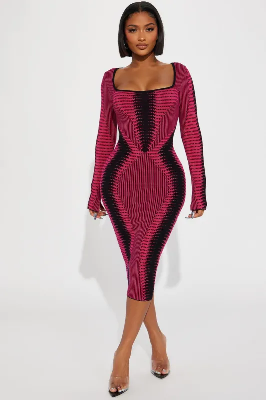 Arianna Sweater Midi Dress - Fuchsia sold by Fashion Nova