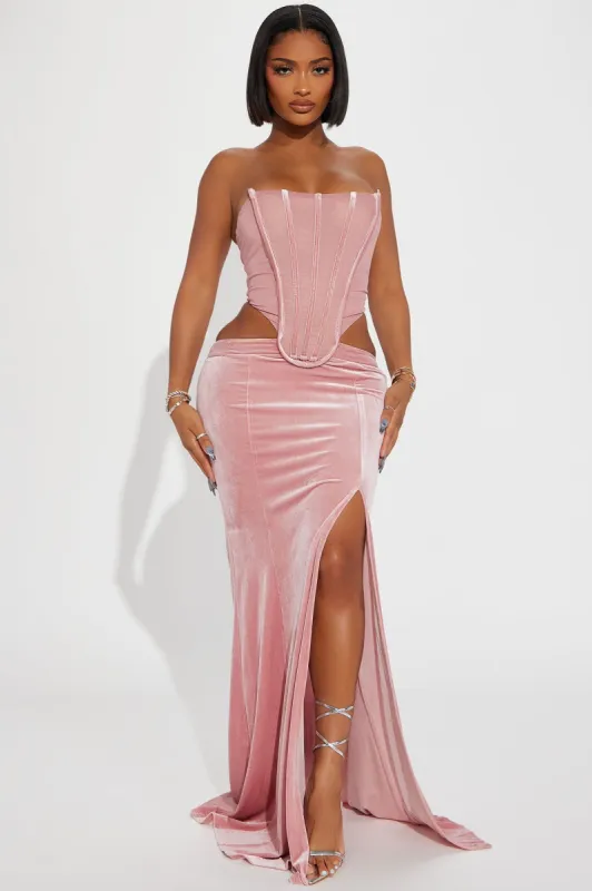 Charlotte Velvet Maxi Dress - Mauve sold by Fashion Nova