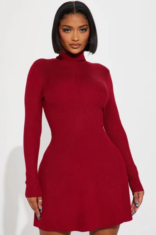 Jodie Ribbed Mini Dress - Burgundy sold by Fashion Nova