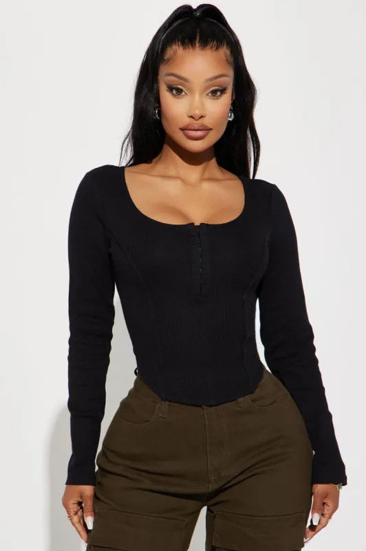 Secret's Out Rib Top - Black sold by Fashion Nova