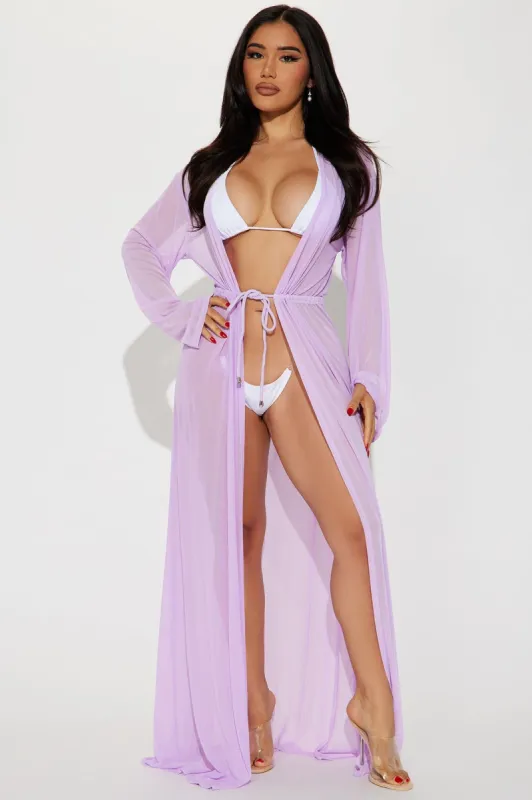 Sunbathing On Yachts Cover Up Kimono - Lavender sold by Fashion Nova