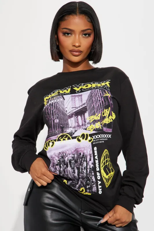 Big City Big Dreams NY Long Sleeve Tee - Black sold by Fashion Nova