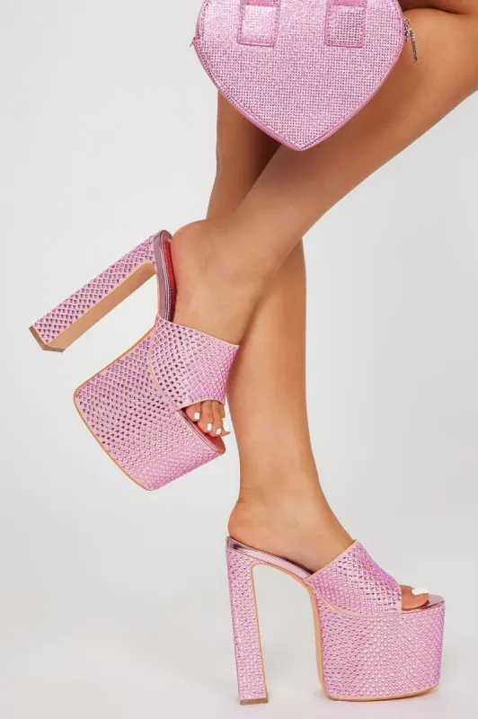 Party Gal Platform Mules - Pink sold by Fashion Nova