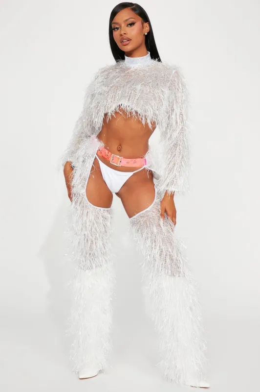 Nocturnal Diva Faux Fur Chaps - White made by Fashion Nova
