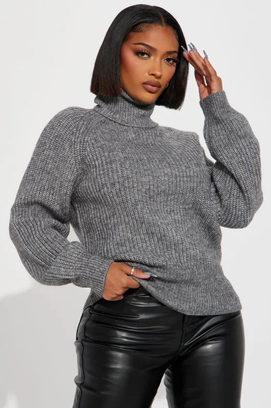 Clover Turtleneck Sweater - Gunmetal made by Fashion Nova