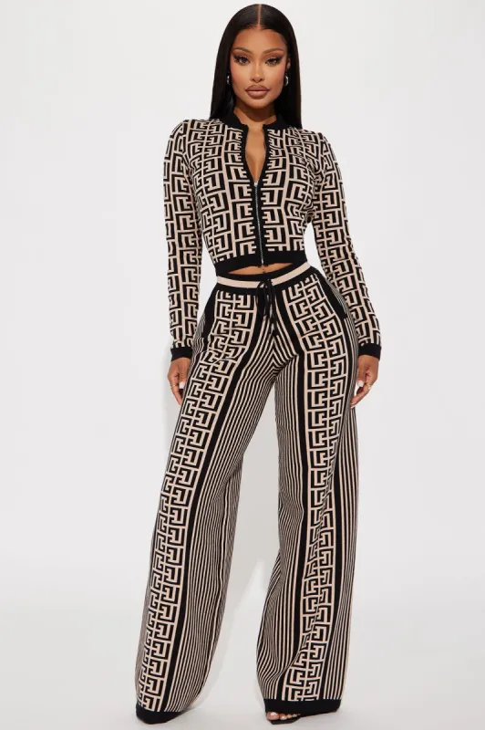 Stay Pretty Sweater Pant Set - Black/combo sold by Fashion Nova