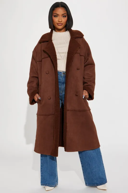 Cabin Chic Shearling Coat - Brown sold by Fashion Nova