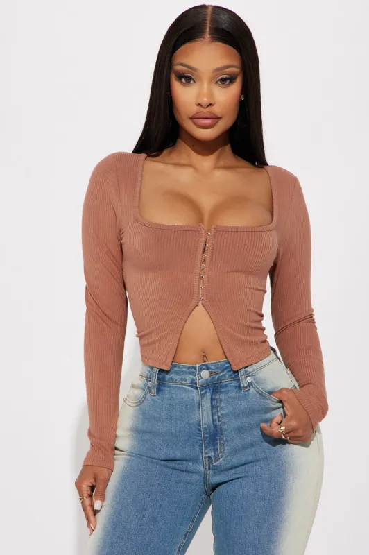 Alana Ribbed Top - Taupe sold by Fashion Nova