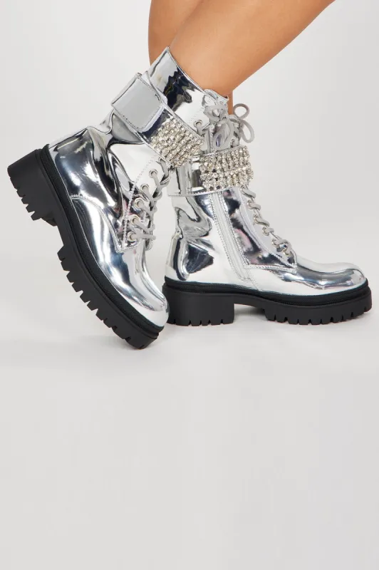 Making It Easy Heeled Boots - Silver made by Fashion Nova