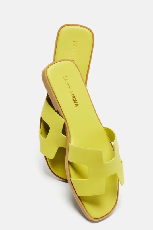 Slice Of Paradise Flat Sandals - Chartreuse sold by Fashion Nova