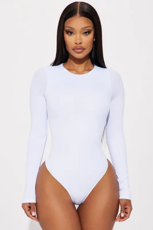Becky Ribbed Bodysuit - White sold by Fashion Nova