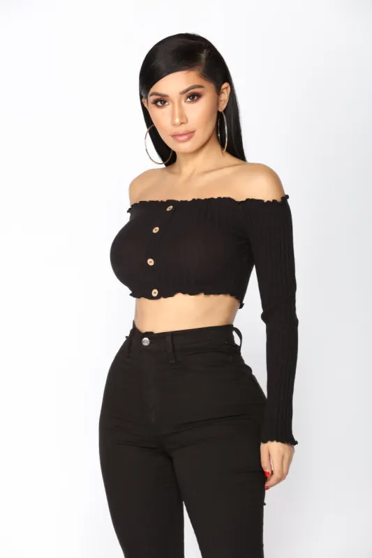 Fionna Off Shoulder Top - Black sold by Fashion Nova