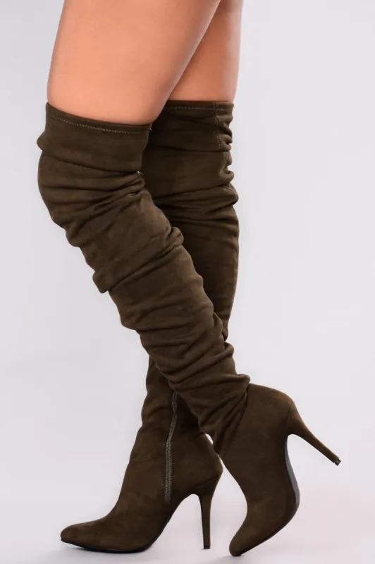 Valencia Suede Boot - Olive sold by Fashion Nova