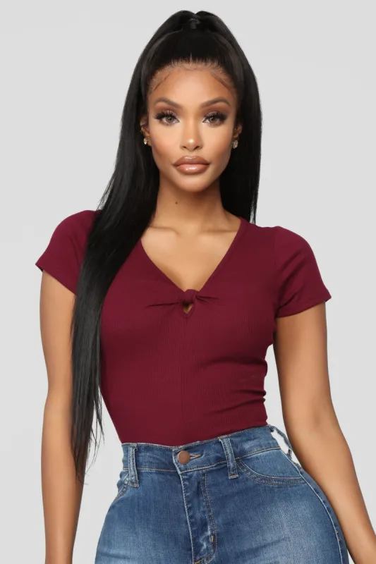 Knotted V Neck Tee - Purple sold by Fashion Nova