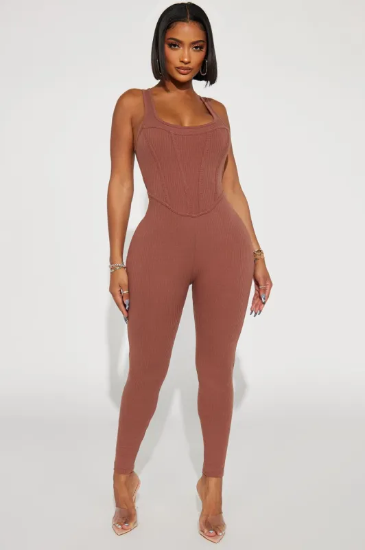 In The Morning Ribbed Jumpsuit - Mocha sold by Fashion Nova