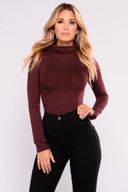 Courtney Jo Turtleneck Top - Burgundy sold by Fashion Nova