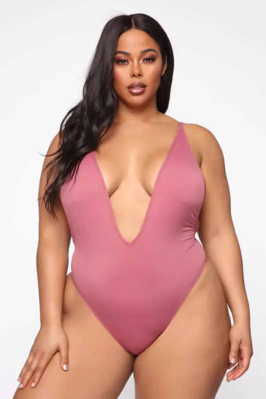 Tie Me Up One Piece Swimsuit - Mauve sold by Fashion Nova