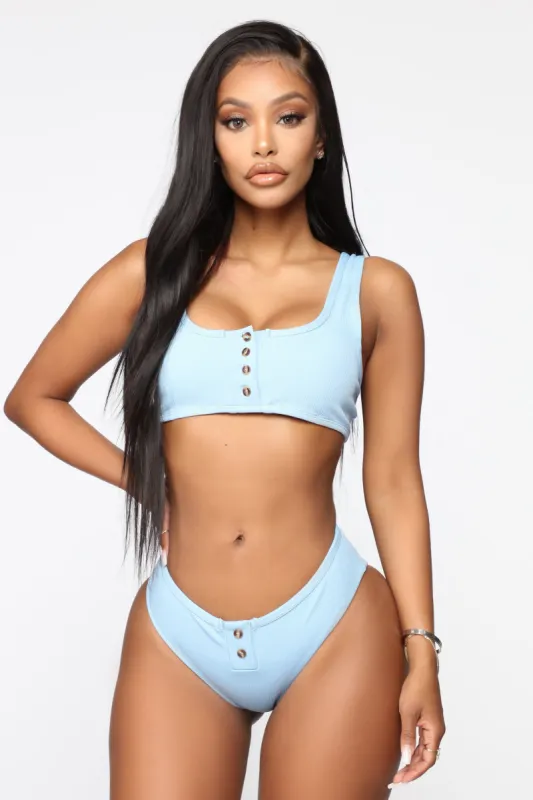 Vintage Vibe Vacation Bikini - Denim Blue sold by Fashion Nova