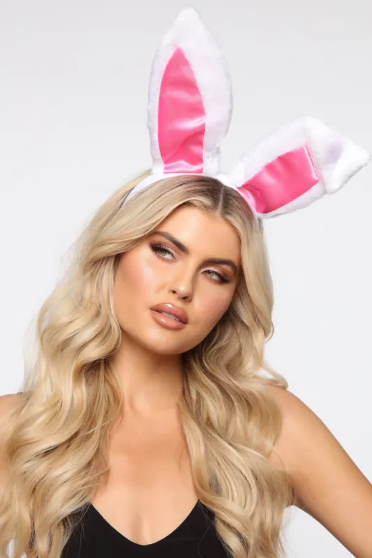 Plushy Bunny Ear Headband - White sold by Fashion Nova