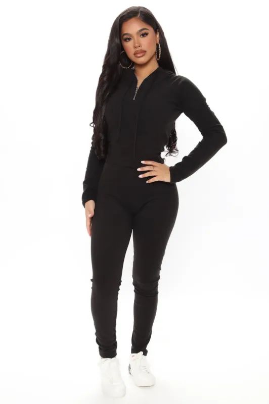 Little Softy Lounge Hoodie And Legging Set - Black sold by Fashion Nova