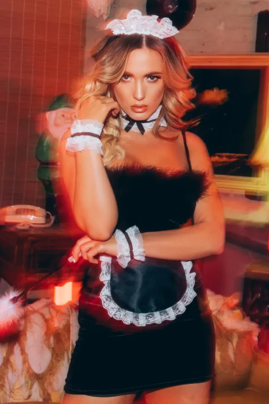 Clean Up Nice 4 Piece Maid Costume Kit - Black/White sold by Fashion Nova