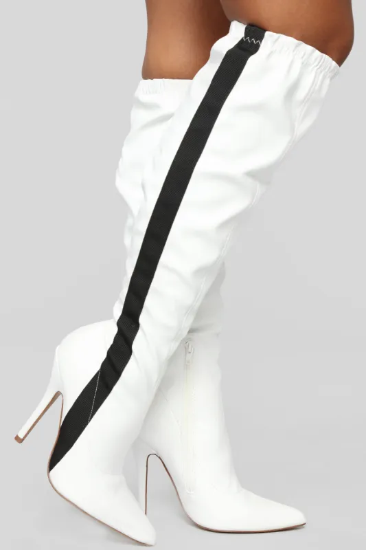 Anytime Girl Heeled Boot - White sold by Fashion Nova