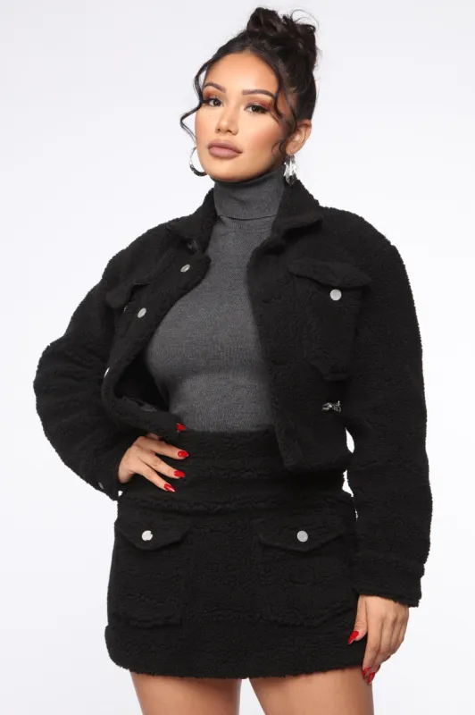Kalia Sherpa Skirt Set - Black sold by Fashion Nova