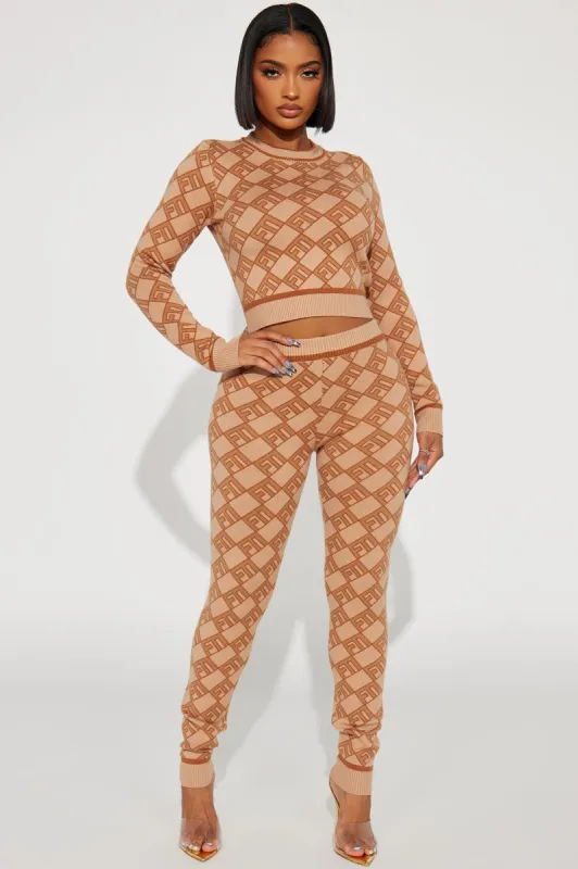 Maribella Sweater Legging Set - Taupe/combo made by Fashion Nova