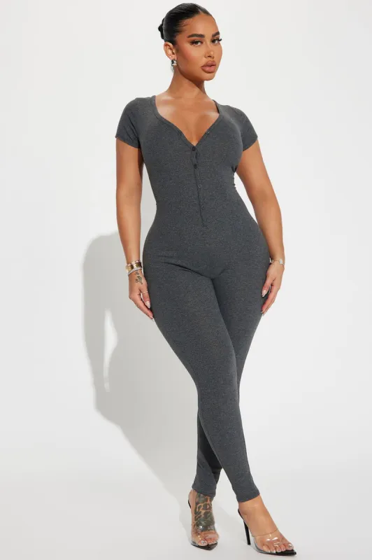 Londyn Jumpsuit - Charcoal sold by Fashion Nova