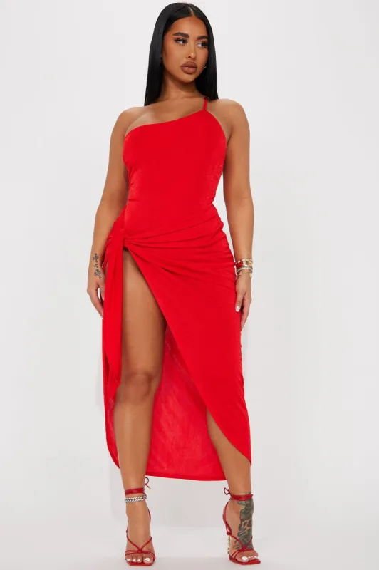 A Summer Catch Midi Dress - Red sold by Fashion Nova