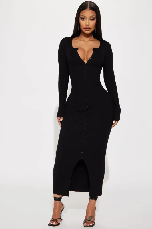 Audrie Ribbed Maxi Dress - Black sold by Fashion Nova