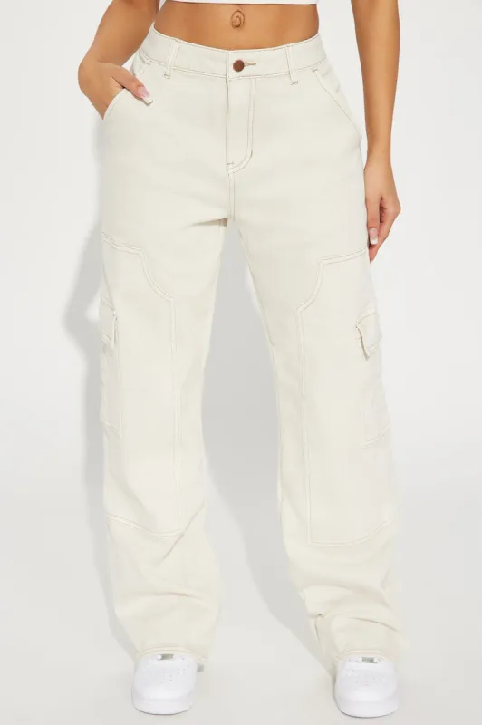 Patricia Wide Leg Cargo Pant - Stone sold by Fashion Nova