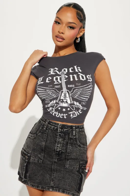 Excite Me Backless Tee - Charcoal sold by Fashion Nova