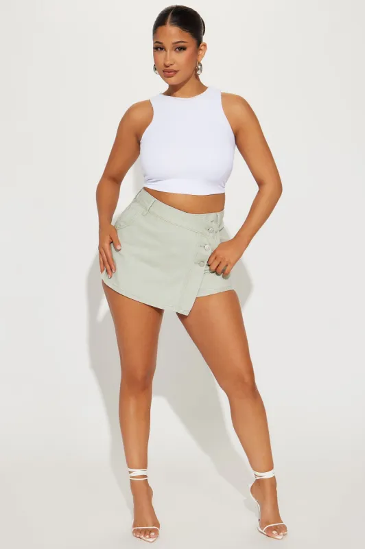 Maven Denim Skort - Sage sold by Fashion Nova