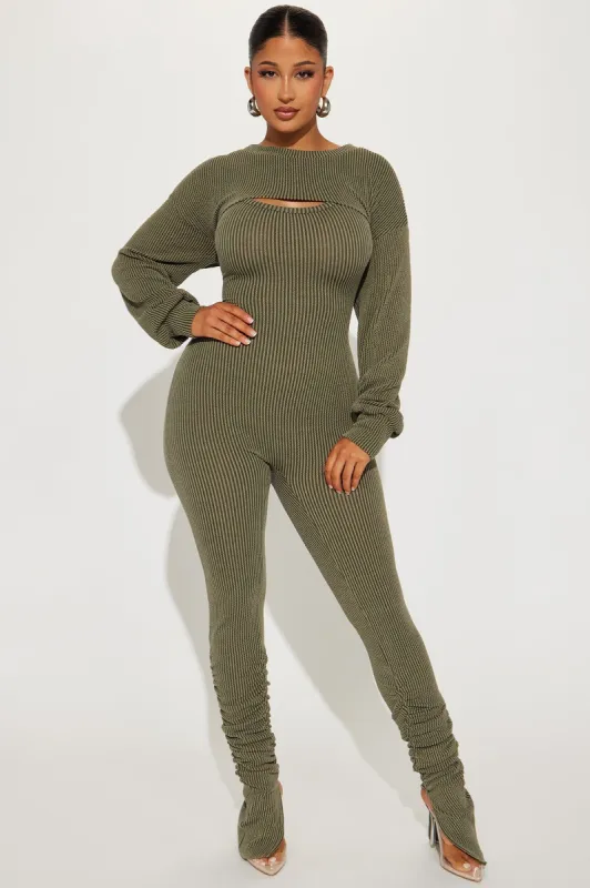 Maisie 2 Piece Jumpsuit Set - Olive sold by Fashion Nova