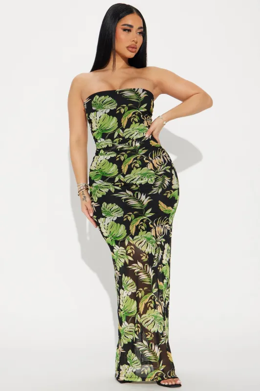 Evelyn Tropical Mesh Maxi Dress - Black sold by Fashion Nova