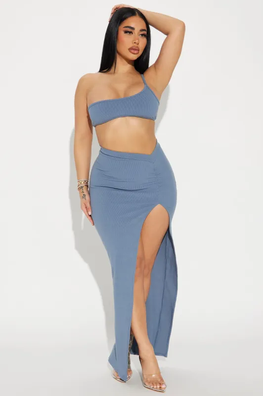 Abbey Snatched Maxi Skirt - Charcoal sold by Fashion Nova